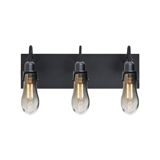 Besa Lighting Wish 20in 3-Light LED Wall Sconce | Transitional Black and Gray Glass | Bathroom & Hallway | Model 3WG-WISHSM-EDIL-BK