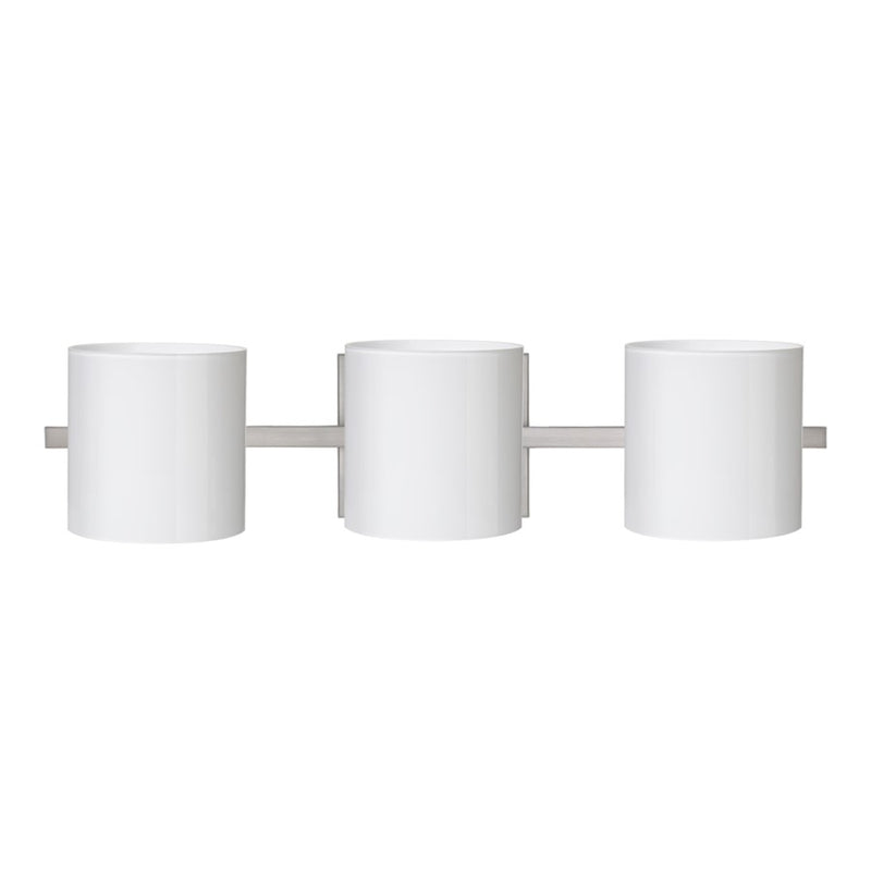 Besa Lighting Pogo 22in 3-Light Bathroom Vanity | Contemporary Satin Nickel and White Opal Glass | Bathroom & Powder Room | Model 3WS-718006-SN