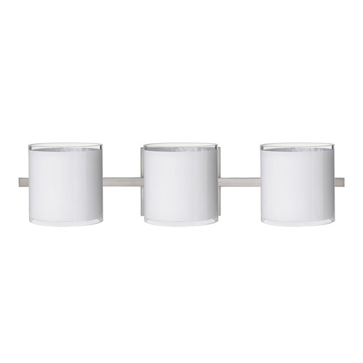 Besa Lighting Pogo 3-Light LED Vanity Light | Contemporary Satin Nickel and White Glass | Bathroom & Powder Room | Model 3WS-7180SF-LED-SN