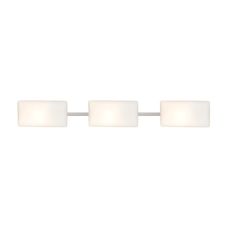 Besa Lighting Lido 34in 3-Light Bathroom Vanity | Contemporary Satin Nickel and White Glass | Bathroom & Powder Room | Model 3WT-888607-SN