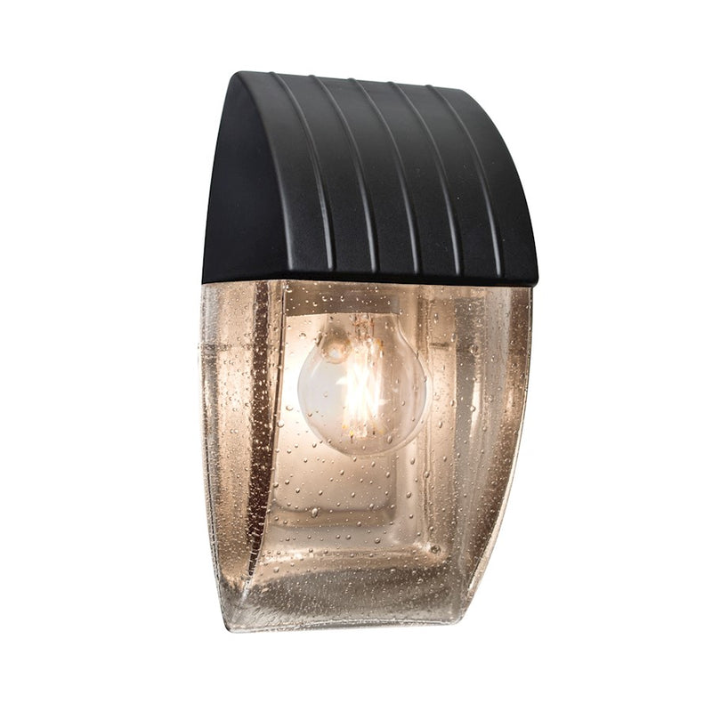 Besa Lighting Costaluz Aqua 10in 1-Light LED Outdoor Sconce | Transitional Black and Black Glass | Covered Patio & Entryway | Model AQUACP-CL-EDIL-BK