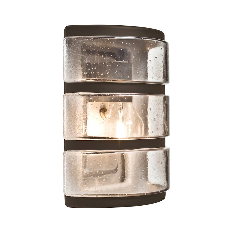 Besa Lighting Aqua 9in 1-Light Outdoor Sconce | Transitional Bronze and Bronze Glass | Covered Patio & Entryway | Model AQUARBH-CL-BR