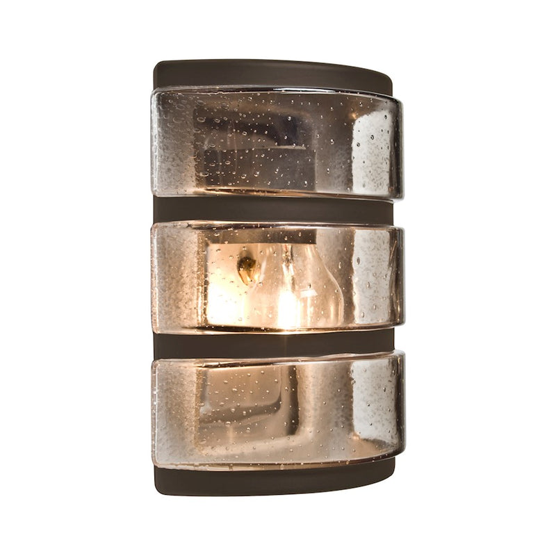 Besa Lighting Costaluz Aqua 9in 1-Light Outdoor Sconce | Transitional Bronze and Bronze Glass | Covered Patio & Entryway | Model AQUARBH-SM-BR