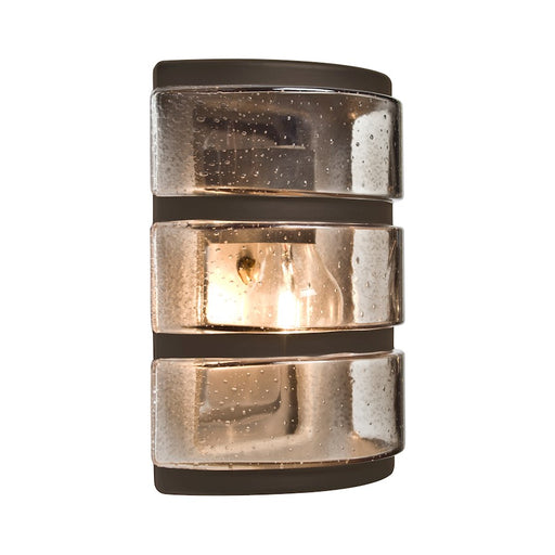 Besa Lighting Costaluz Aqua 9in 1-Light Outdoor Sconce | Transitional Bronze and Bronze Glass | Covered Patio & Entryway | Model AQUARBH-SM-BR