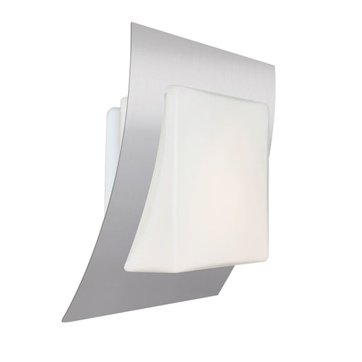 Besa Lighting Axis 10 10in 1-Light LED Wall Sconce | Contemporary Silver and White Glass | Outdoor & Indoor | 10 x 4 x 10 in | Model AXIS10-LED-SL