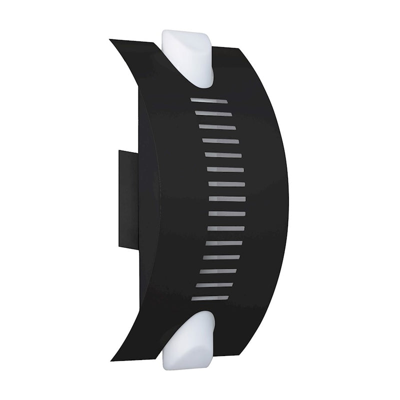 Besa Lighting Bando 13in 1-Light LED Outdoor Sconce | Contemporary Black and Opal Glass | Covered Patio & Entryway | 7 x 4 x 13 in | Model BANDOBK-LED