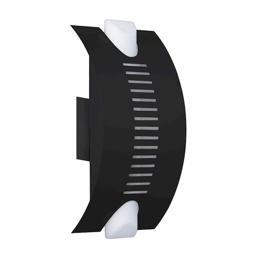 Besa Lighting Bando 13in 1-Light LED Outdoor Sconce | Contemporary Black and Opal Glass | Covered Patio & Entryway | 7 x 4 x 13 in | Model BANDOBK-LED
