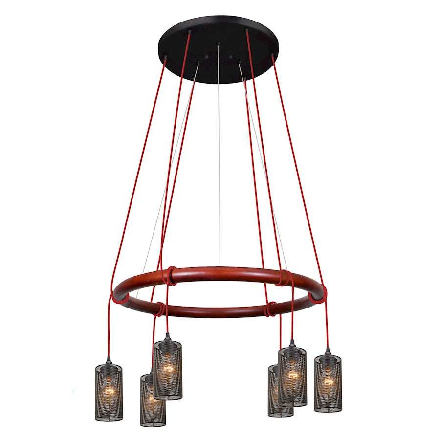 Besa Lighting Cirque 6 Light LED Pendant, BK/RD/Mesh - CIRQUE-120V-EDIL-RD-MS