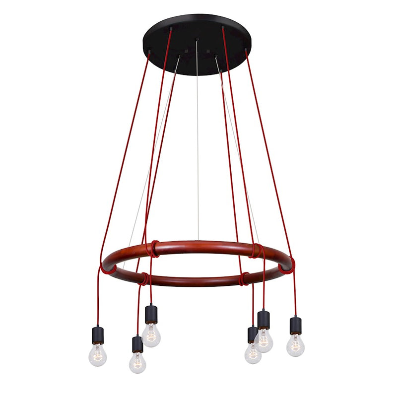Besa Lighting Cirque 6-Light Pendant | Rustic Black Steel | Kitchen Island & Dining Room | 6.75in H | Model CIRQUE-120V-RD