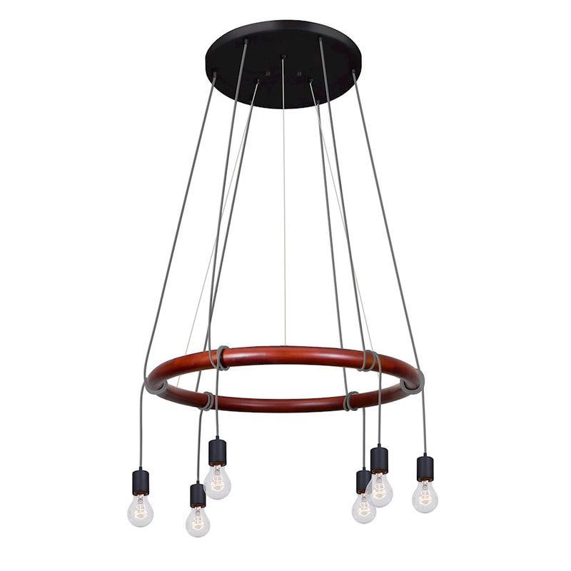Besa Lighting Cirque 6-Light Pendant | Rustic Black | Kitchen Island & Dining Room | 6.75 in H | Model CIRQUE-120V-SL