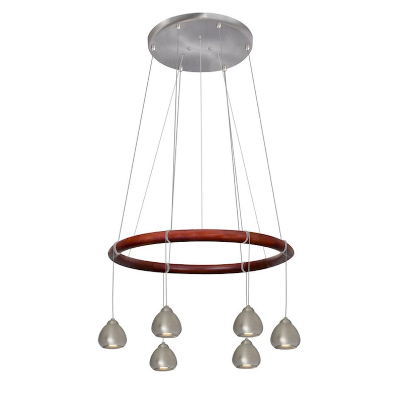 Besa Lighting Cirque 6 Light Pendant, Satin Nickel