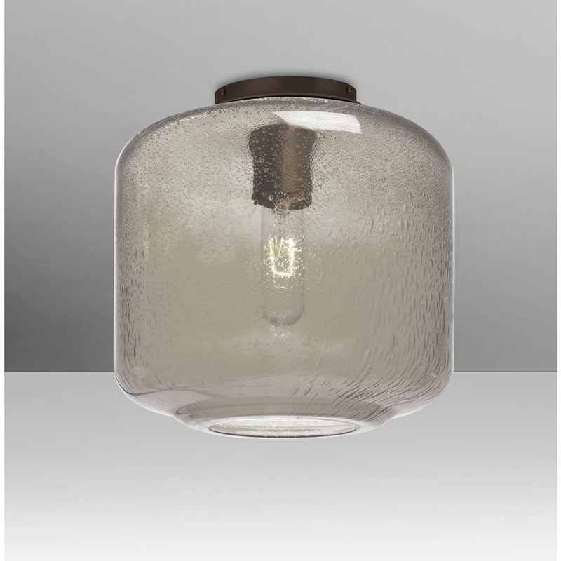 Besa Lighting Niles 10in 1-Light Flush Mount | Transitional Bronze and Gray Smoke Glass | Hallway & Bedroom | 9.5 x 9.5 x 10 in | Model NILES10SMC-BR