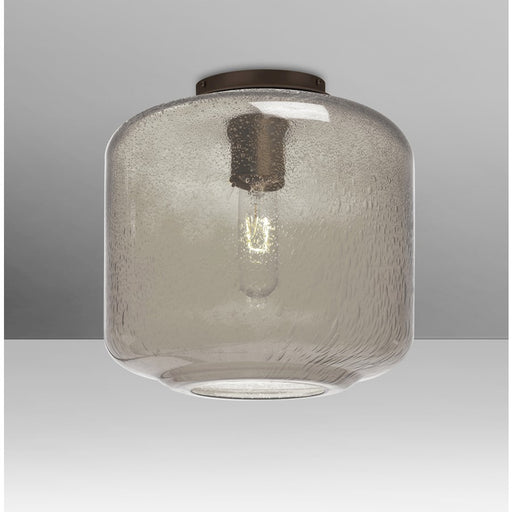 Besa Lighting Niles 10in 1-Light Flush Mount | Transitional Bronze and Gray Smoke Glass | Hallway & Bedroom | 9.5 x 9.5 x 10 in | Model NILES10SMC-BR
