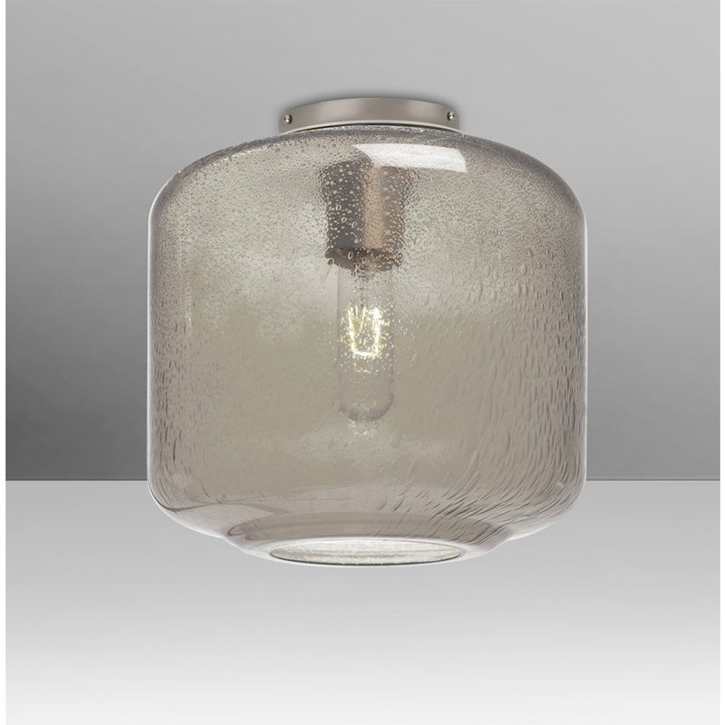 Besa Lighting Niles 10in 1-Light Flush Mount | Transitional Satin Nickel and Gray Smoke Glass | Hallway & Bedroom | Model NILES10SMC-SN