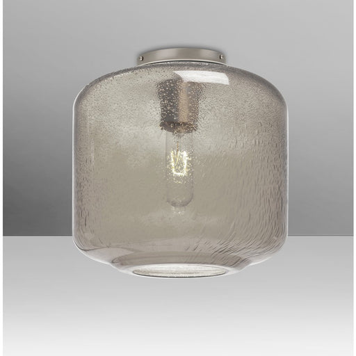 Besa Lighting Niles 10in 1-Light Flush Mount | Transitional Satin Nickel and Gray Smoke Glass | Hallway & Bedroom | Model NILES10SMC-SN