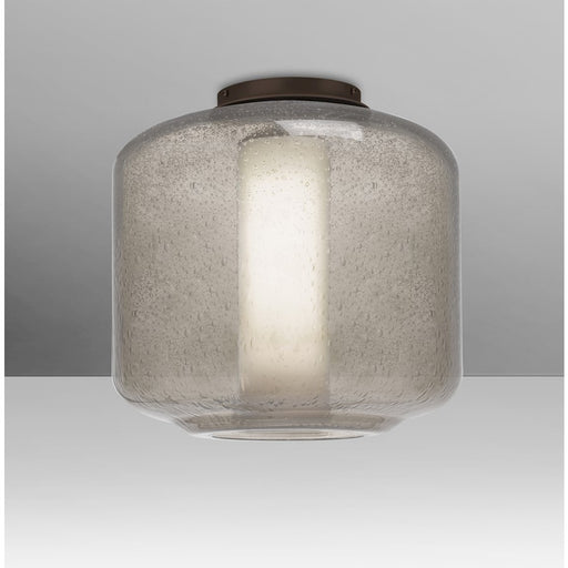 Besa Lighting Niles 10in 1-Light Flush Mount | Transitional Bronze and Gray Smoke Opal Glass | Hallway & Bedroom | Model NILES10SOC-BR
