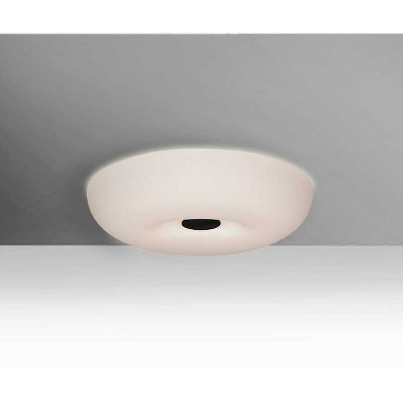 Besa Nimbus 10in 1-Light LED Flush Mount | Modern Black and White Opal Glass | Bedroom & Hallway | 9.75 x 9.75 x 2.75 in | Model NIMBUS1007C-LED-BK