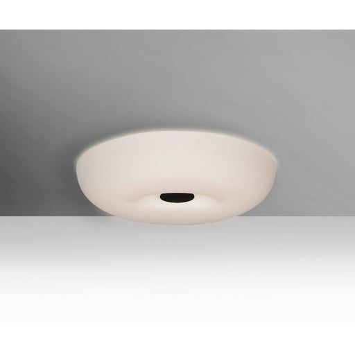 Besa Nimbus 10in 1-Light LED Flush Mount | Modern Black and White Opal Glass | Bedroom & Hallway | 9.75 x 9.75 x 2.75 in | Model NIMBUS1007C-LED-BK