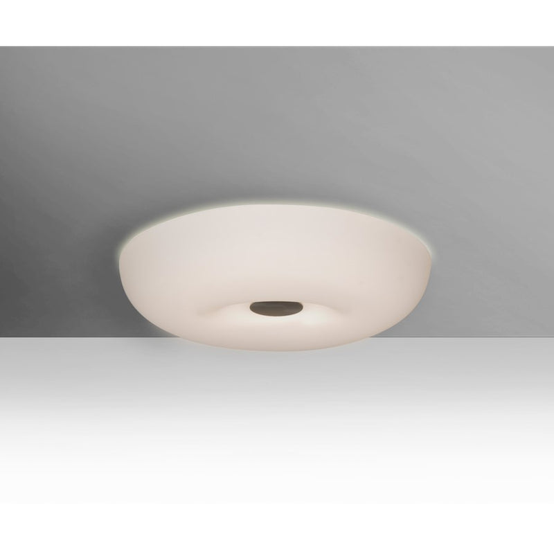 Besa Nimbus 10in 1-Light LED Flush Mount | Modern Satin Nickel and White Opal Glass | Bedroom & Hallway | Model NIMBUS1007C-LED-SN