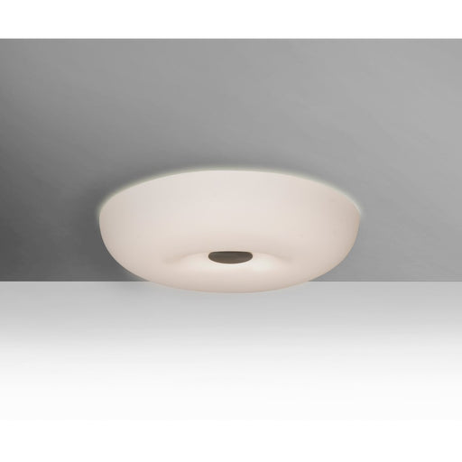 Besa Nimbus 10in 1-Light LED Flush Mount | Modern Satin Nickel and White Opal Glass | Bedroom & Hallway | Model NIMBUS1007C-LED-SN