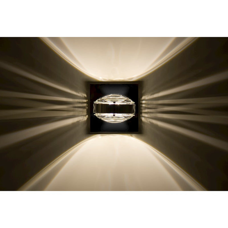 Besa Lighting Optos 5in 1-Light Wall Sconce | Contemporary Chrome and Clear Glass | Hallway & Living Room | 5.25 x 5 x 5 in | Model OPTOS1W-CLCL-CR