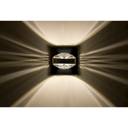 Besa Optos 5in 1-Light LED Wall Sconce | Contemporary Chrome and Clear Glass | Hallway & Bedroom Accent | 5 x 5 x 5 in | Model OPTOS1W-CLCL-LED-CR