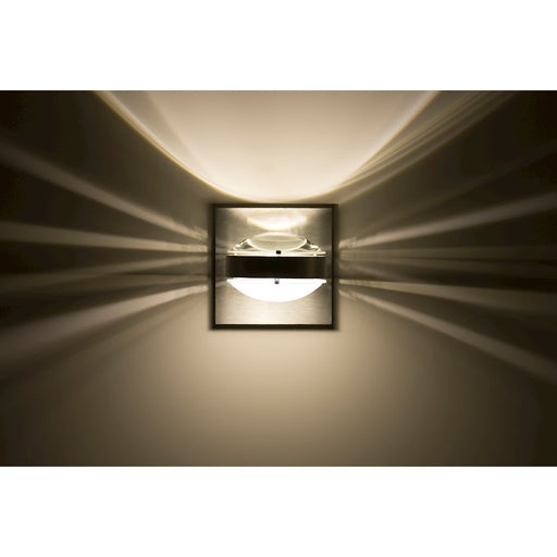 Besa Optos 5in 1-Light Wall Sconce | Contemporary Brushed Aluminum and Clear Frost Glass | Hallway & Bedroom Accent | Model OPTOS1W-CLFR-BA