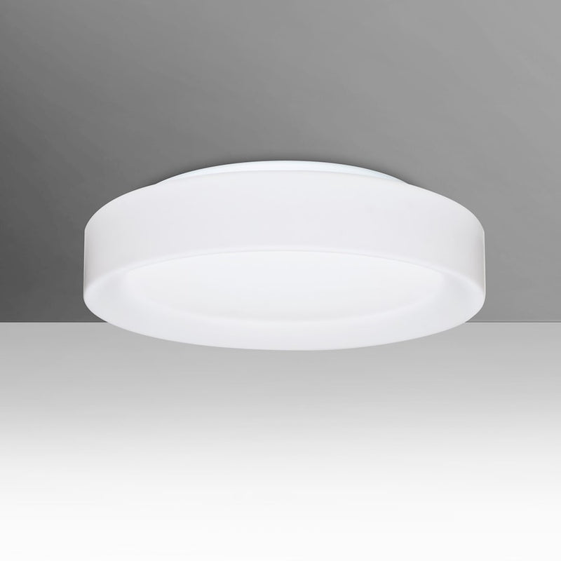 Besa Lighting Pella 13 1-Light LED Flush Mount | Contemporary White Opal Glass | Kitchen & Bathroom Ceiling Light | Model PELLA1307C-LED