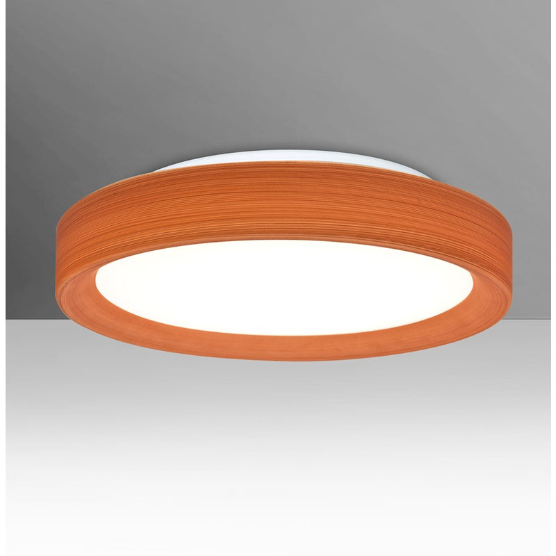 Besa Lighting Pella 16in 1-Light LED Flush Mount | Contemporary Beige and Cherry Glass | Bedroom & Dining Room | Model PELLA16CHC-LED