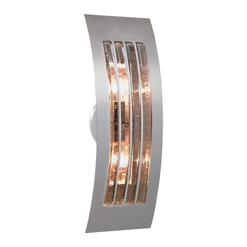 Besa Lighting Sail 17in 2-Light Outdoor Sconce | Contemporary Silver and Gray Glass | Covered Patio & Entryway | Model SAIL17SM-SL
