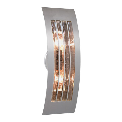 Besa Lighting Sail 17in 2-Light Outdoor Sconce | Contemporary Silver and Gray Glass | Covered Patio & Entryway | Model SAIL17SM-SL