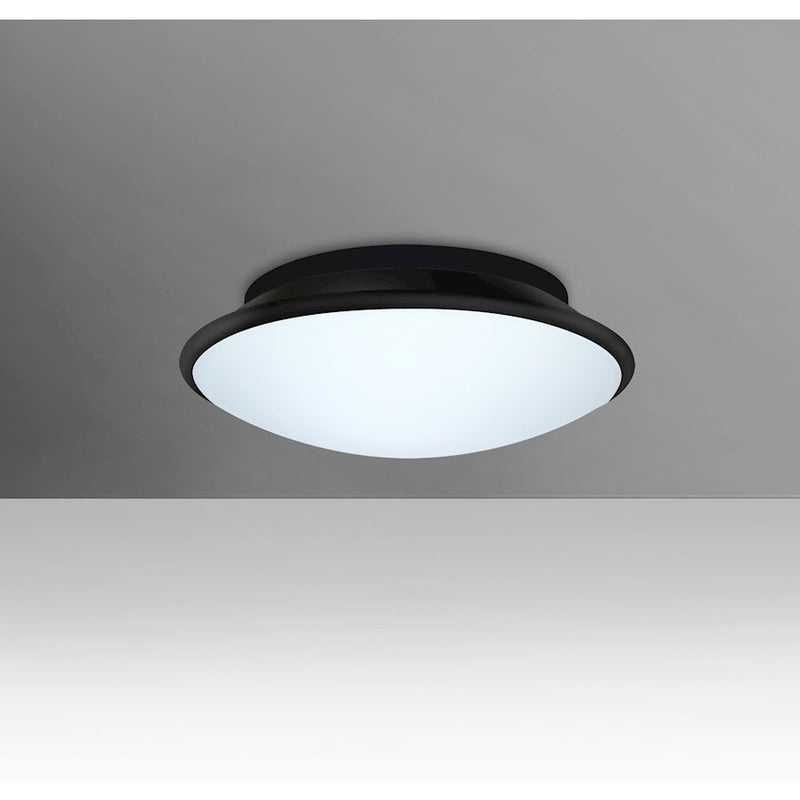 Besa Lighting Silk 10 10in 1-Light Flush Mount | Contemporary White Opal Glass and Black Cap | Hallway & Bedroom Ceiling | Model SILK10BKC