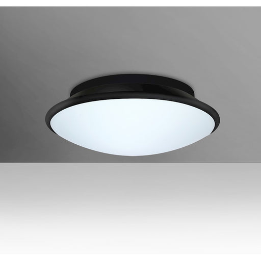 Besa Lighting Silk 12in 1-Light LED Flush Mount | Contemporary Matte Black and White Glass | Hallway & Bedroom Ceiling Light | Model SILK12BKC-LED