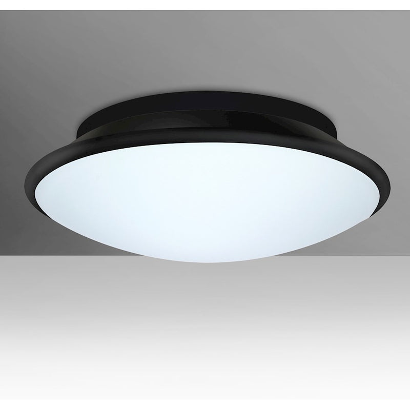 Besa Lighting Silk 16in 3-Light Flush Mount | Contemporary White Opal Glass and Black | Living Room & Dining Room Ceiling Light | Model SILK16BKC