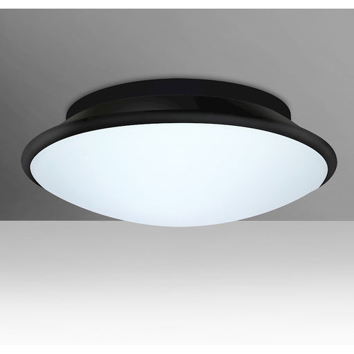 Besa Lighting Silk 16in 1-Light LED Flush Mount | Contemporary Matte Black and White Glass | Hallway & Bedroom Ceiling Light | Model SILK16BKC-LED