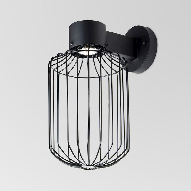 Besa Lighting Sultana 15in 1-Light LED Outdoor Cylinder Sconce | Rustic Black and Black Metal | Covered Patio | Model SULTANA-C-WALL-LED-BK