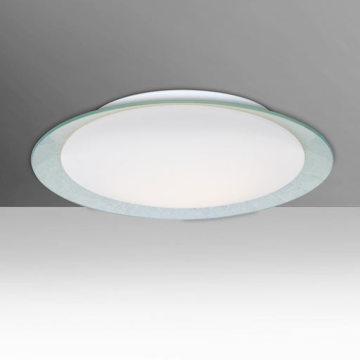 Besa Lighting Tuca 19in 1-Light LED Flush Mount | Modern Silver and Opal Glass | Bedroom & Hallway | 19.25 x 19.25 x 3.5 in | Model TUCA19SFC-LED