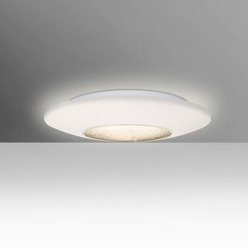Besa Lighting Viva 13in 1-Light LED Flush Mount | Contemporary Clear and Opal Glass | Kitchen & Bathroom | 13 x 13 x 4 in | Model VIVA13C-LED
