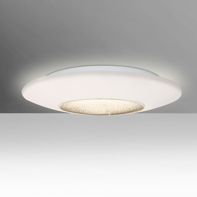 Besa Lighting Viva 16in 1-Light LED Flush Mount | Contemporary Clear Glass and Opal Accent | Bedroom & Hallway | 16 x 16 x 4.5 in | Model VIVA16C-LED