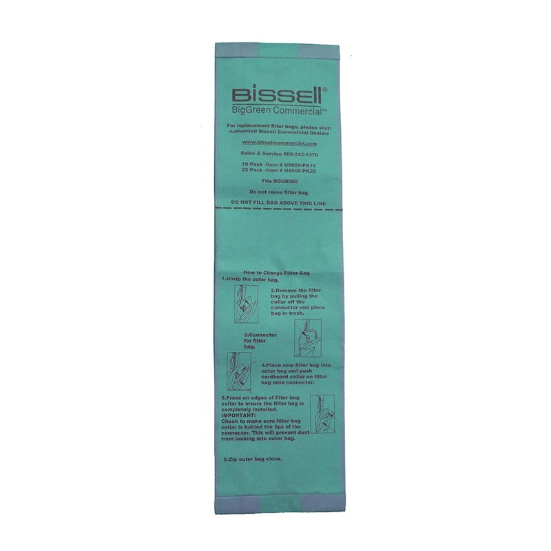 Bissell Big Green Commercial Vacuum Bags Case 10, Brown, Pack Of 25