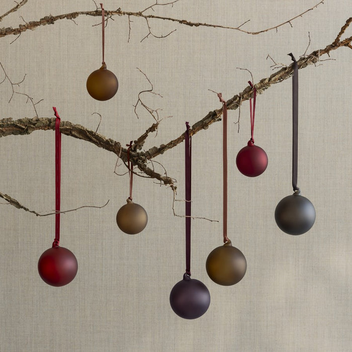Blomus Juhla Matte Glass Ornament, Midnight Plum, Set Of 4