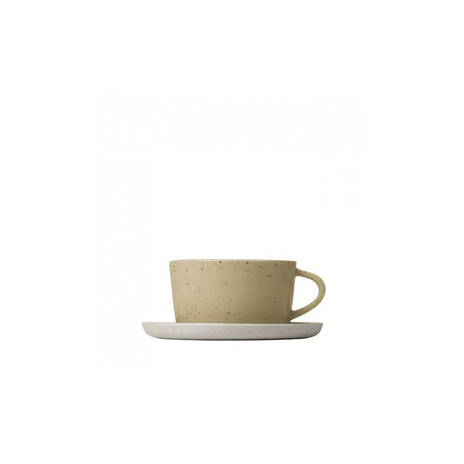Blomus Sablo Ceramic Stoneware Set Of 2, Tea Cups/Saucers, 8.5Oz