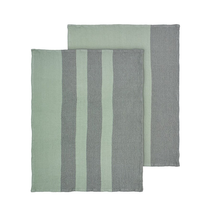 Blomus Gano Organic Cotton Waffle Tea Towel, Sage/Agave Green - Set Of 2, 64564