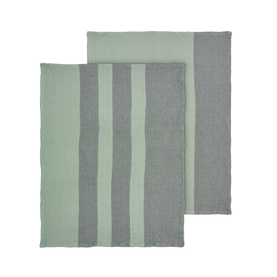 Blomus Gano Organic Cotton Waffle Tea Towel, Sage/Agave Green - Set Of 2, 64564