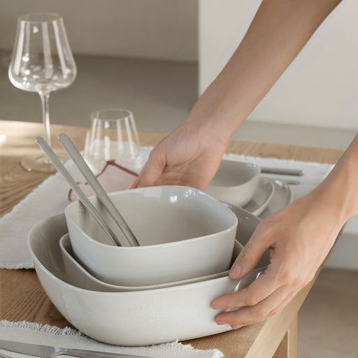 Blomus Vahlo Stoneware Shallow Serving Bowl, Large, Mirage Grey