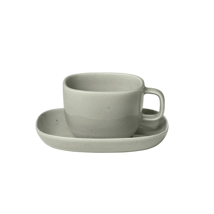 Blomus Vahlo Stoneware Coffee Cups/Saucers, Set Of 2, Mirage Grey