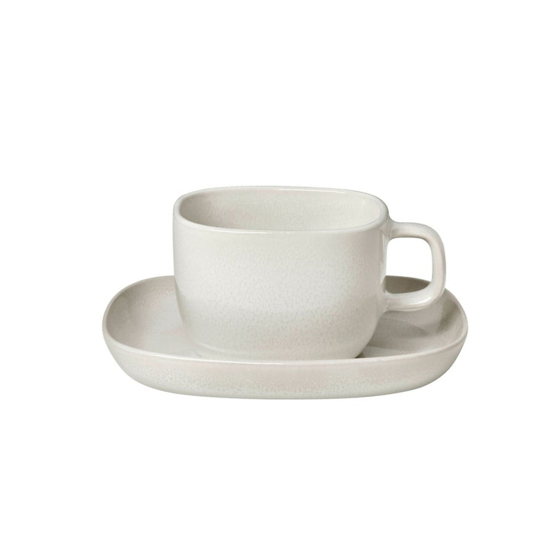 Blomus Vahlo Stoneware Coffee Cups/Saucers, Set Of 2, Moonbeam