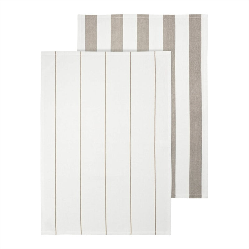 Blomus Taulo Organic Cotton Tea Towels/Set Of 2, Mourning Dove Stripes
