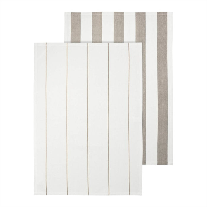 Blomus Taulo Organic Cotton Tea Towels/Set Of 2, Mourning Dove Stripes
