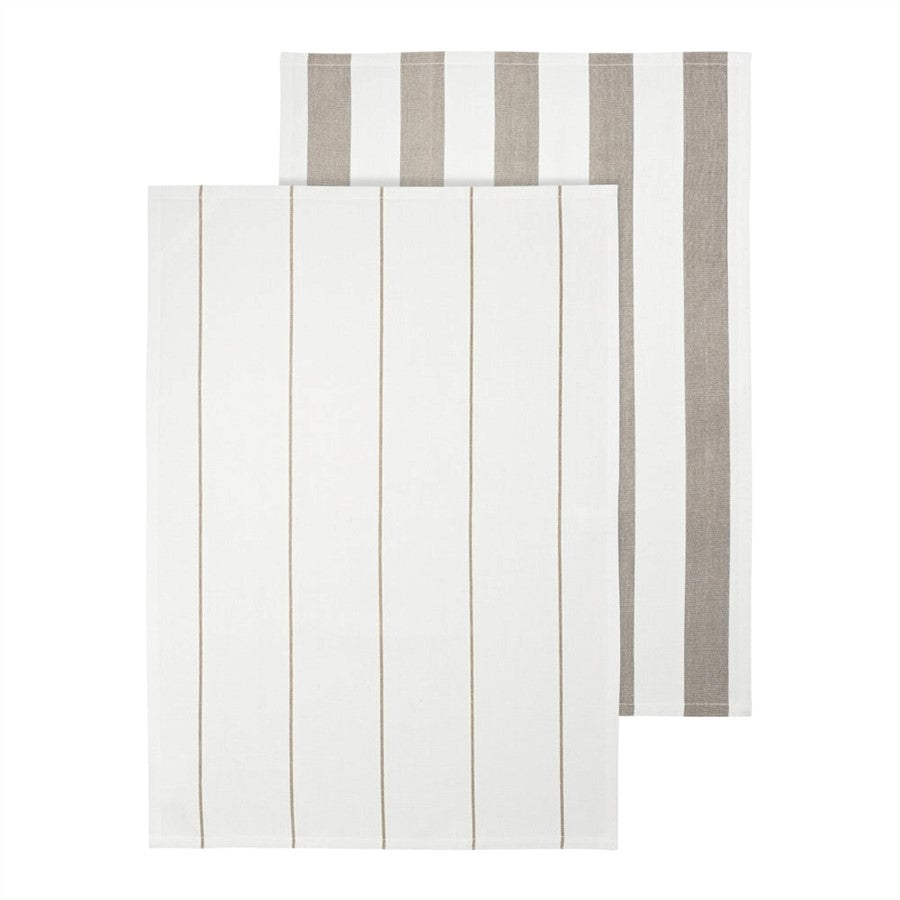 Blomus Taulo Organic Cotton Tea Towels/Set Of 2, Mourning Dove Stripes